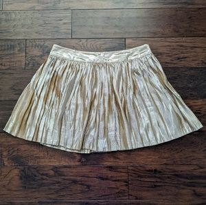 Gold Pleated Skater Mini Skirt